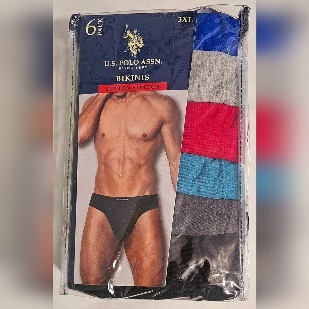 U.S. Polo ASSN. 6Pack Men's Bikinis Cotton Stretch Size 3XL